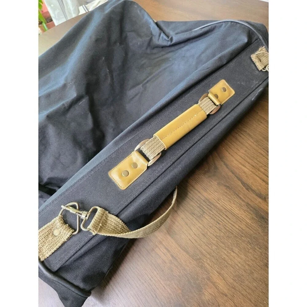 Verdi Tweed & Leather Folding 2-Suiter Garment Bag with Shoulder Strap